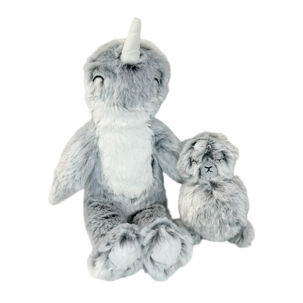 Slumberkins Silver Narwhal Kin and Seal Mini Plush Toys